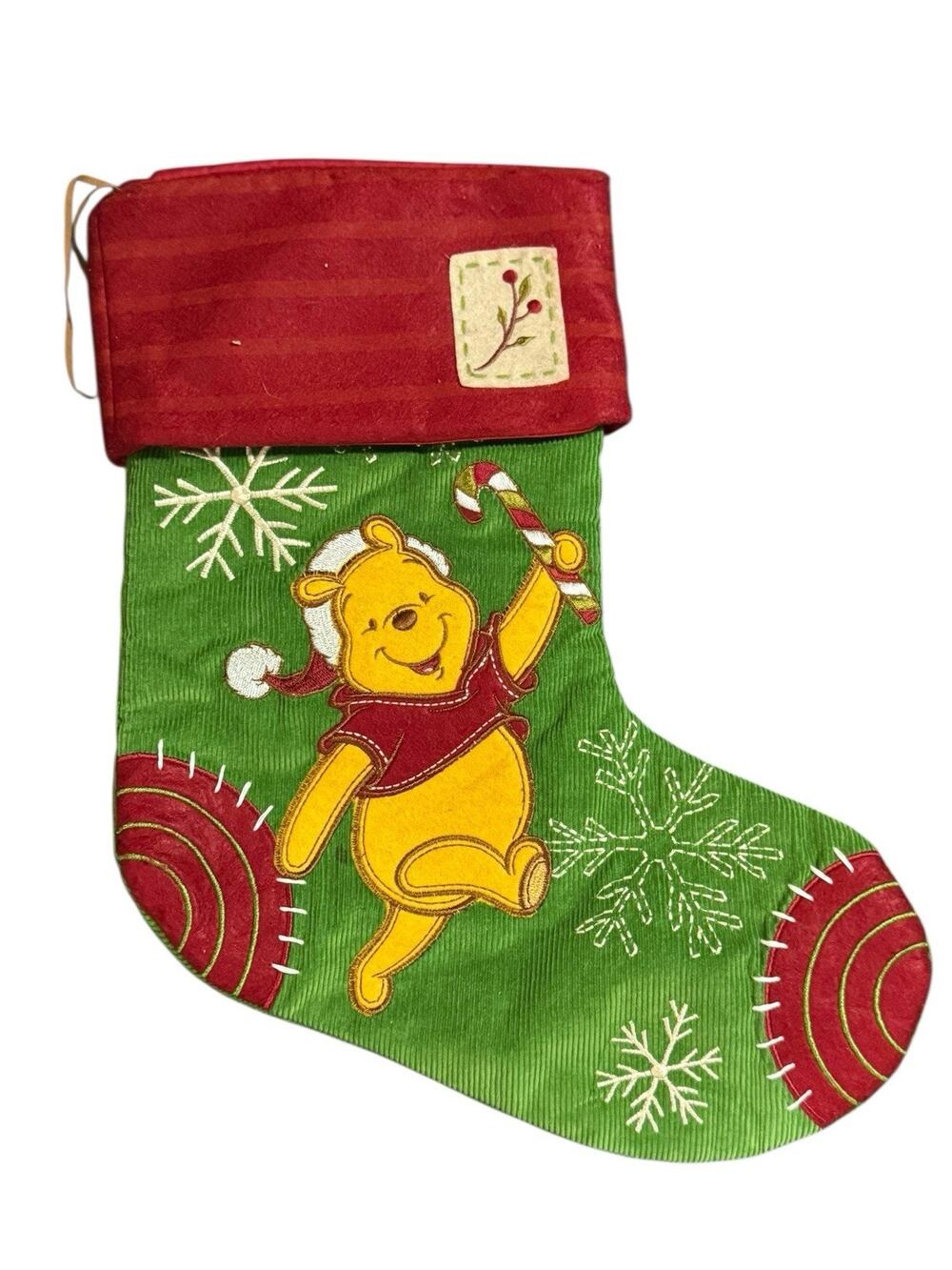 Disney Winnie The Pooh Velvet 3D Embroidered Felt Christmas Stocking 15”